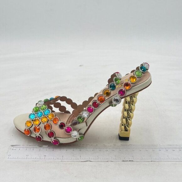 FSJ Women Sexy Rainbow Series Golden High Heels Sandals Peep Toe Ankle Strap - Picture 2 of 8